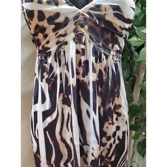 IB Diffusion Women's White & Brown Polyester V-Neck Sleeveless Long Maxi Dress S - Picture 3 of 11